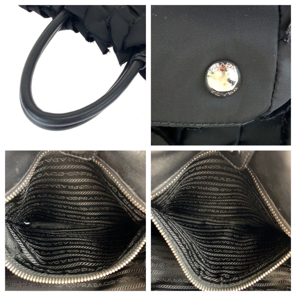Prada Prada Prada Tessuto Frill Nylon Tote Bag Black Canvas Tote Bag in Very Good Condition Size ONE SIZE - 5 Thumbnail