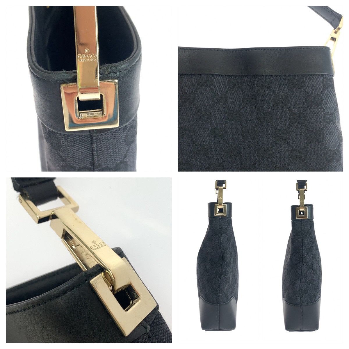 Gucci Gucci Gucci GG Canvas Shoulder Bag Black Silver Hardware Canvas Shoulder Bag 0014231 in Very Good Condition Size ONE SIZE - 6 Thumbnail