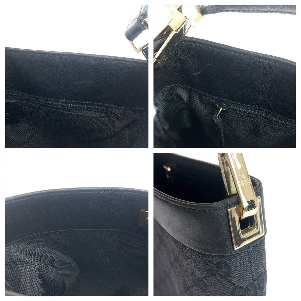 Gucci Gucci Gucci GG Canvas Shoulder Bag Black Silver Hardware Canvas Shoulder Bag 0014231 in Very Good Condition Size ONE SIZE - 5 Thumbnail