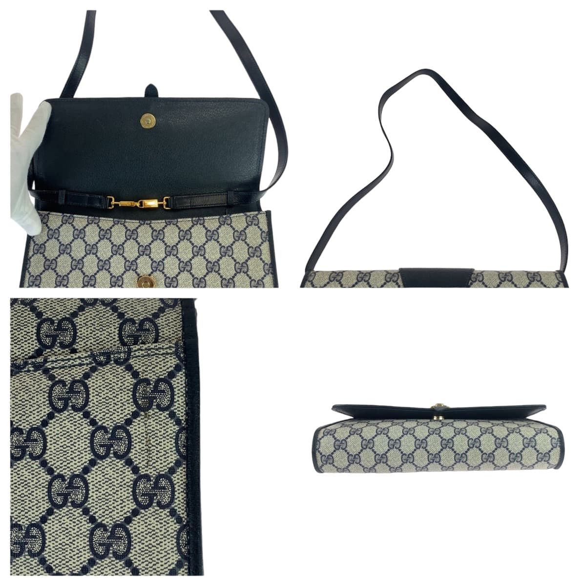 Gucci Gucci Gucci Vintage GG Supreme Canvas Leather Shoulder Bag Canvas Crossbody Bag 40 02 050 in Very Good Condition Size ONE SIZE - 7 Thumbnail