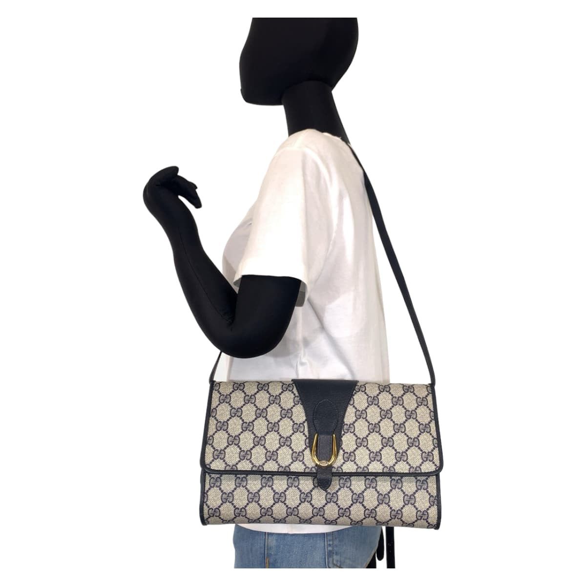 Gucci Gucci Gucci Vintage GG Supreme Canvas Leather Shoulder Bag Canvas Crossbody Bag 40 02 050 in Very Good Condition Size ONE SIZE - 8 Thumbnail