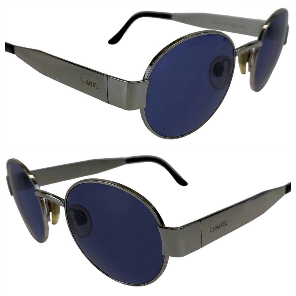 Chanel Chanel Vintage Blue Metal Round Sunglasses Metal Sunglasses