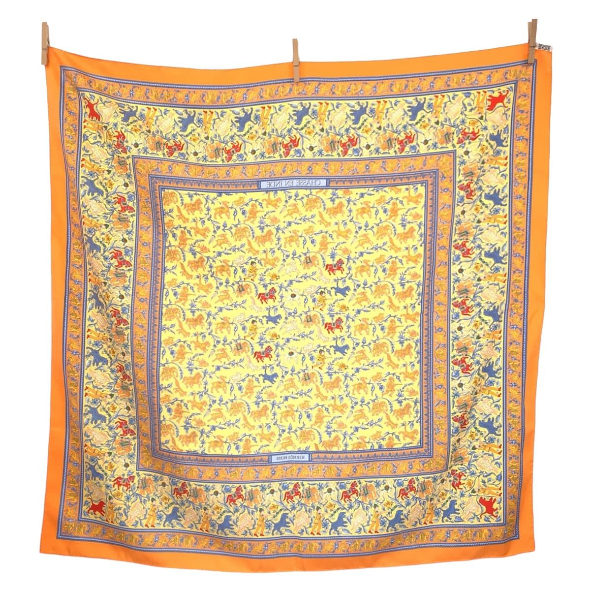 Hermes Hermes Hermes Silk Scarf Carré 90 Orange Canvas Scarf in Excellent Condition Size ONE SIZE - 2 Thumbnail
