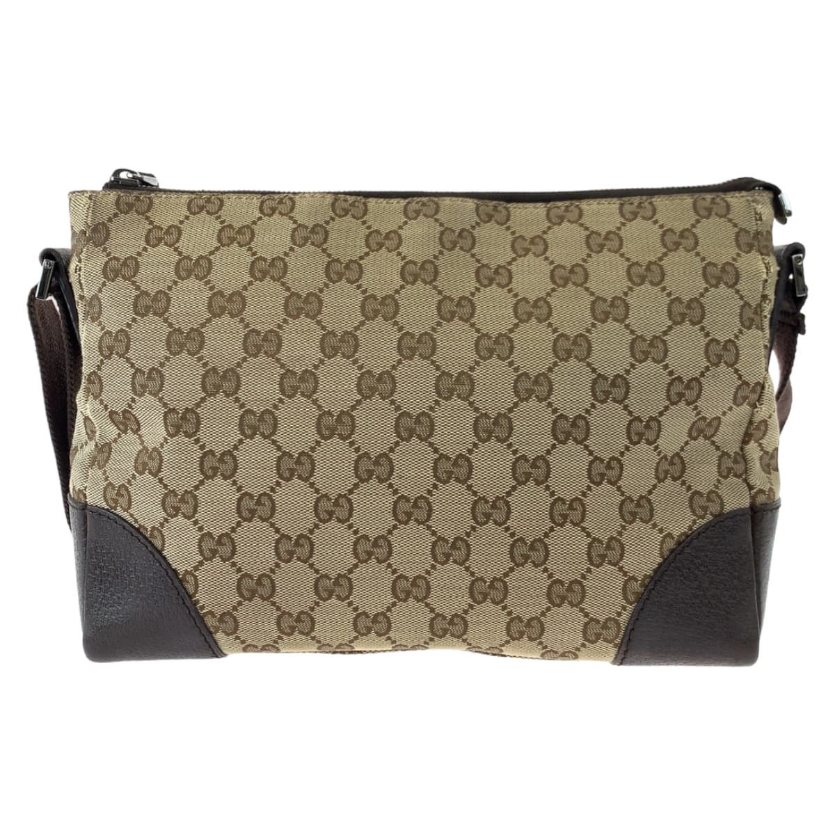 Gucci Gucci Gucci Beige Brown GG Canvas Leather Shoulder Messenger Bag 114273 Canvas Crossbody Bag 114273 in Very Good Condition Size ONE SIZE - 2 Thumbnail