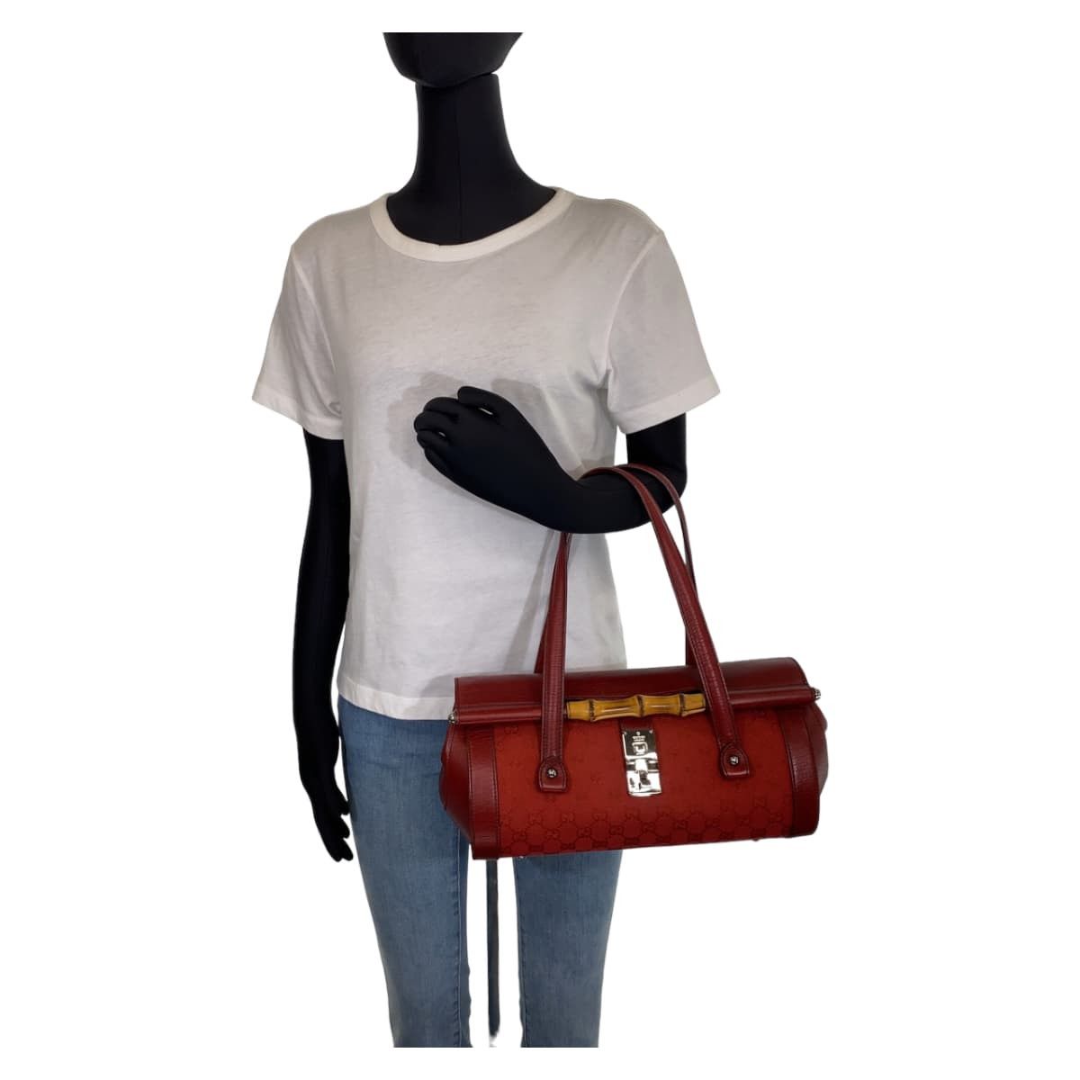 Gucci Gucci Gucci Bamboo GG Canvas Handbag 111713 Canvas Handbag 111713 in Great Condition Size ONE SIZE - 5 Thumbnail