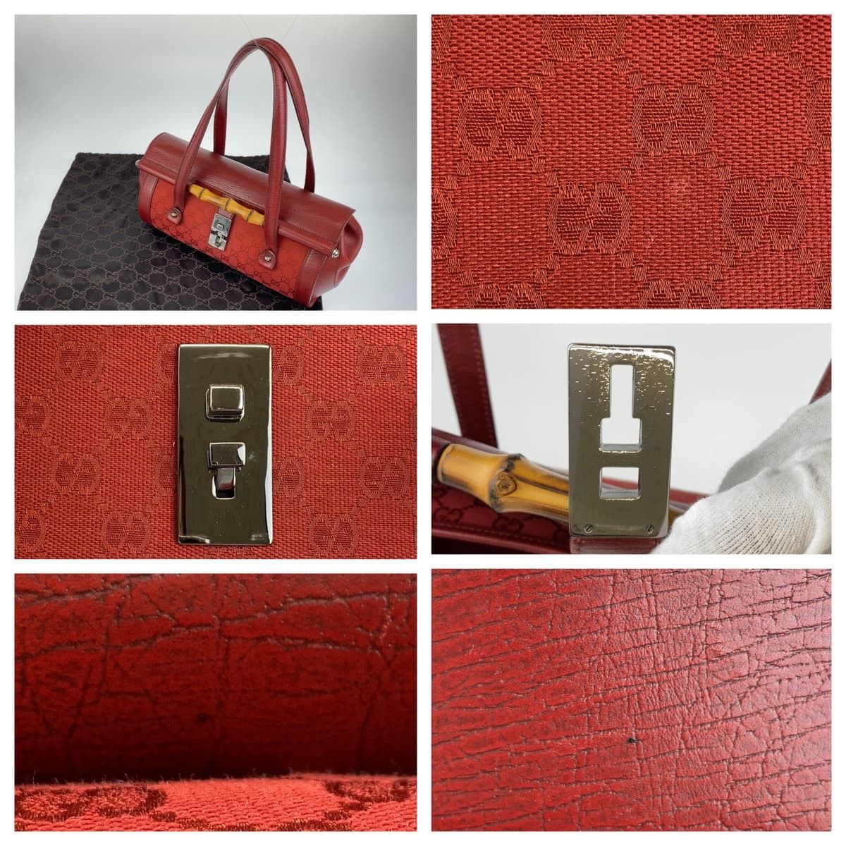 Gucci Gucci Gucci Bamboo GG Canvas Handbag 111713 Canvas Handbag 111713 in Great Condition Size ONE SIZE - 4 Thumbnail