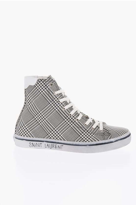 Saint Laurent Paris High-top MALIBU Sneakers with Houndstooth Print Size US 8 / EU 41 - 3 Thumbnail
