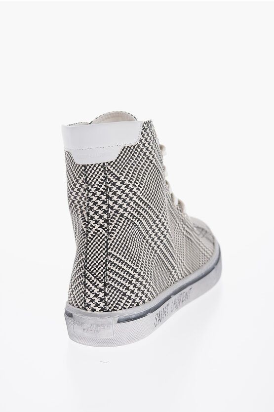 Saint Laurent Paris High-top MALIBU Sneakers with Houndstooth Print Size US 9 / EU 42 - 2 Thumbnail