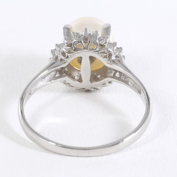 Other Other PT900 Platinum Ring with 8mm Pearl and 0.20ct Diamond, Size 14.5 Metal Ring in Excellent Condition Size ONE SIZE - 4 Thumbnail