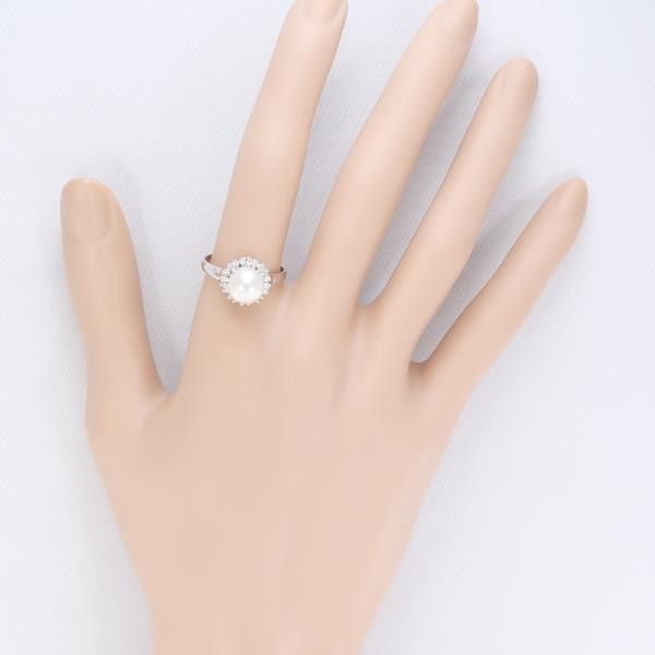 Other Other PT900 Platinum Ring with 8mm Pearl and 0.20ct Diamond, Size 14.5 Metal Ring in Excellent Condition Size ONE SIZE - 3 Thumbnail