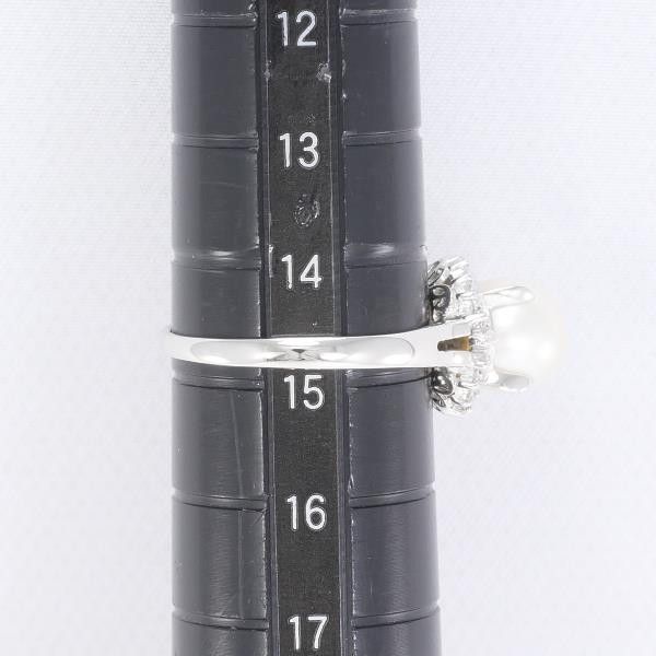 Other Other PT900 Platinum Ring with 8mm Pearl and 0.20ct Diamond, Size 14.5 Metal Ring in Excellent Condition Size ONE SIZE - 5 Thumbnail