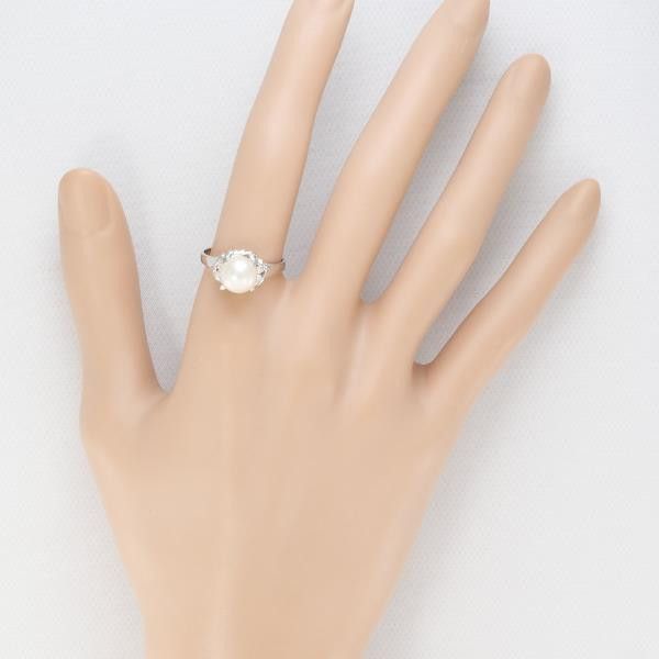 Other Other PT900 Platinum Ring with 8mm Pearl and Diamond Metal Ring in Excellent Condition Size ONE SIZE - 3 Thumbnail