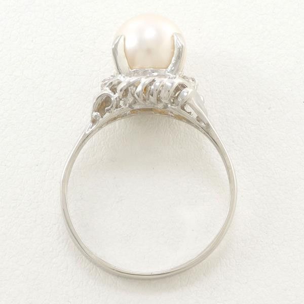 Other Other PT900 Platinum Ring with 8mm Pearl and Diamond Metal Ring in Excellent Condition Size ONE SIZE - 2 Thumbnail