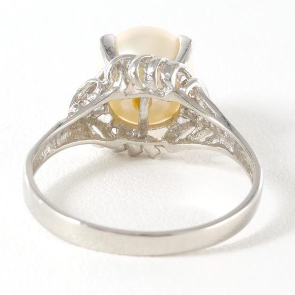 Other Other PT900 Platinum Ring with 8mm Pearl and Diamond Metal Ring in Excellent Condition Size ONE SIZE - 4 Thumbnail