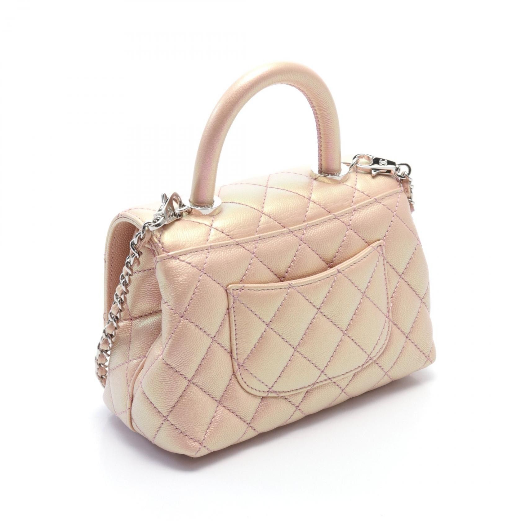 Chanel Chanel CC Quilted Caviar Top Handle Flap Bag Leather Handbag AS2215 in Very Good Condition Size ONE SIZE - 2 Thumbnail