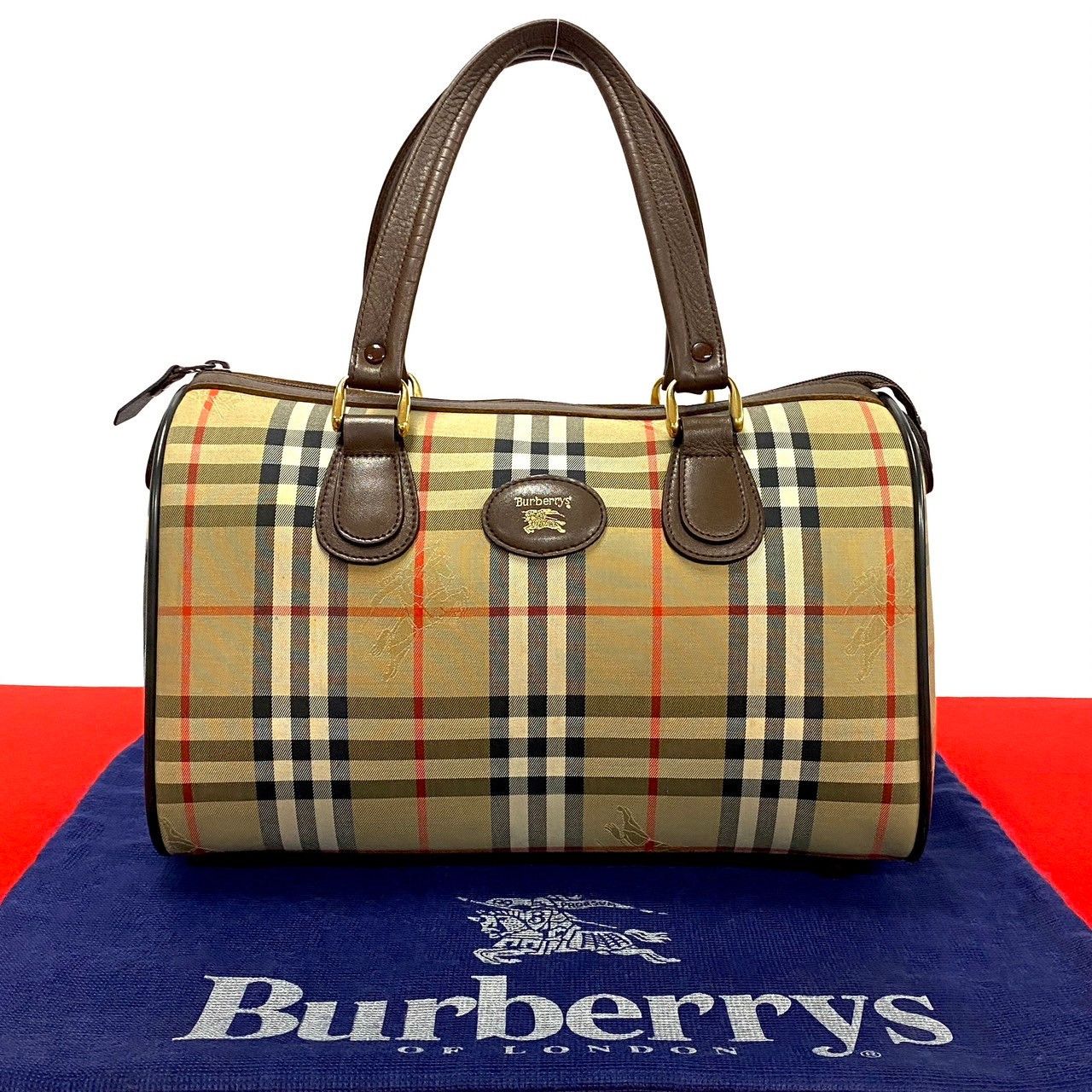 Burberry Burberry Haymarket Check Boston Bag Canvas Handbag in Very Good Condition Size ONE SIZE - 10 Thumbnail