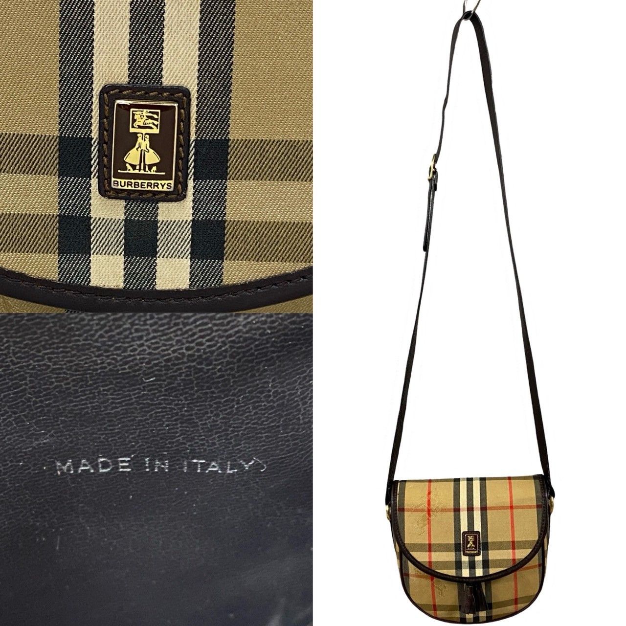 Burberry Burberry Haymarket Check Crossbody Bag Canvas Crossbody Bag in Very Good Condition Size ONE SIZE - 3 Thumbnail