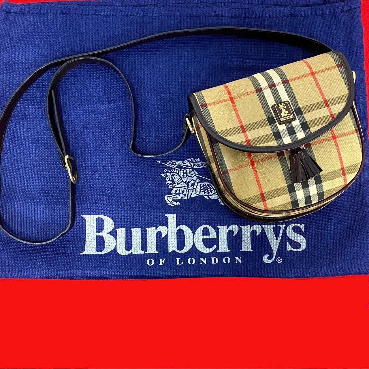 Burberry Burberry Haymarket Check Crossbody Bag Canvas Crossbody Bag in Very Good Condition Size ONE SIZE - 10 Thumbnail