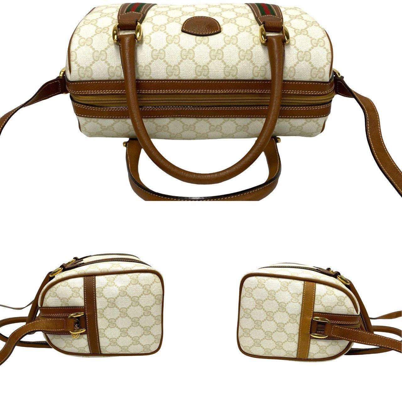 Gucci Gucci GG Supreme Web Boston Bag Leather Crossbody Bag in Great Condition Size ONE SIZE - 5 Thumbnail