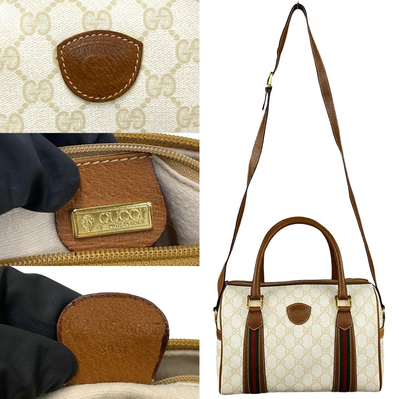 Gucci Gucci GG Supreme Web Boston Bag Leather Crossbody Bag in Great Condition Size ONE SIZE - 3 Thumbnail