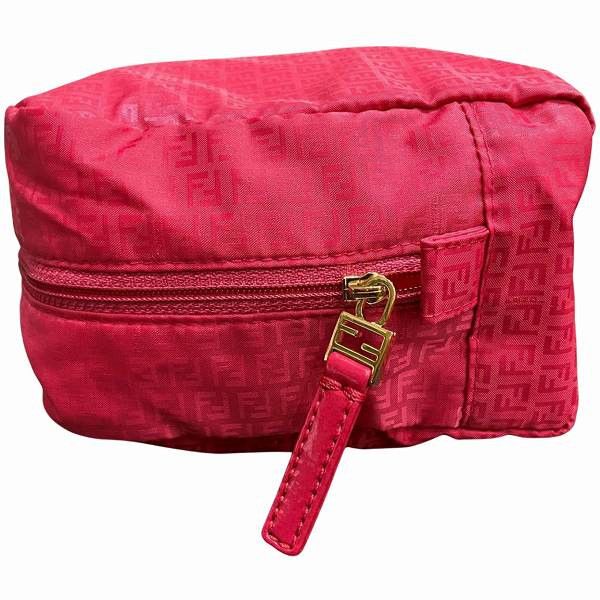 Fendi Fendi Fendi Nylon Zucchino Pouch Pink Canvas Vanity Bag in Good Condition Size ONE SIZE - 8 Thumbnail