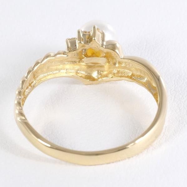 Other Other K18 Yellow Gold Ring with 5mm Pearl and Diamond, Size 10.5 Metal Ring in Excellent Condition Size ONE SIZE - 4 Thumbnail