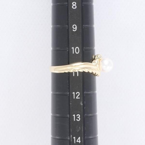 Other Other K18 Yellow Gold Ring with 5mm Pearl and Diamond, Size 10.5 Metal Ring in Excellent Condition Size ONE SIZE - 5 Thumbnail