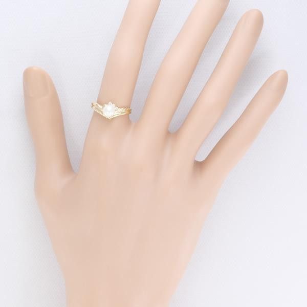 Other Other K18 Yellow Gold Ring with 5mm Pearl and Diamond, Size 10.5 Metal Ring in Excellent Condition Size ONE SIZE - 3 Thumbnail
