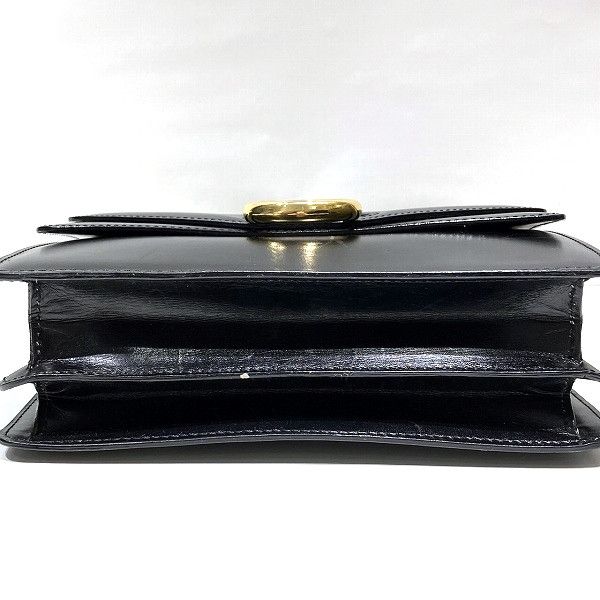Celine Celine Celine Double Flap Leather Black Handbag Leather Handbag in Fair Condition Size ONE SIZE - 3 Thumbnail
