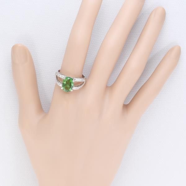 Other Other PT900 Platinum Ring with Green Tourmaline and Diamonds, Size 17 Metal Ring in Great Condition Size ONE SIZE - 4 Thumbnail