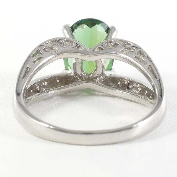 Other Other PT900 Platinum Ring with Green Tourmaline and Diamonds, Size 17 Metal Ring in Great Condition Size ONE SIZE - 6 Thumbnail