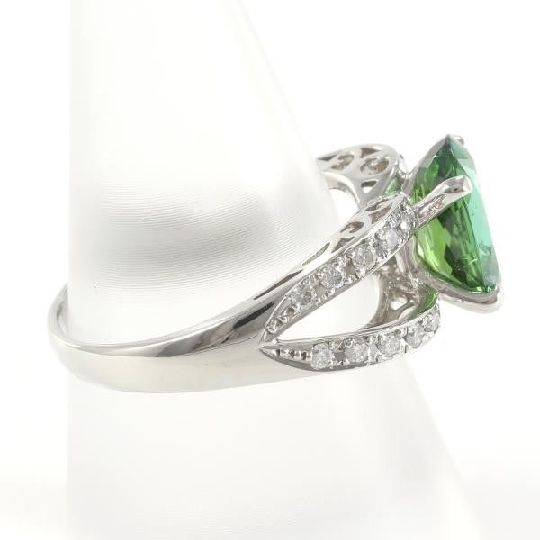 Other Other PT900 Platinum Ring with Green Tourmaline and Diamonds, Size 17 Metal Ring in Great Condition Size ONE SIZE - 3 Thumbnail
