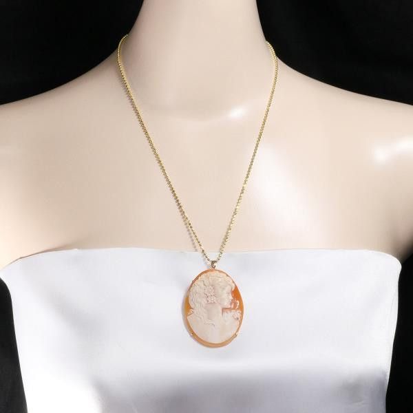 Other Other K18 Yellow Gold Necklace Brooch Shell Cameo 50cm Metal Necklace in Great Condition Size ONE SIZE - 3 Thumbnail