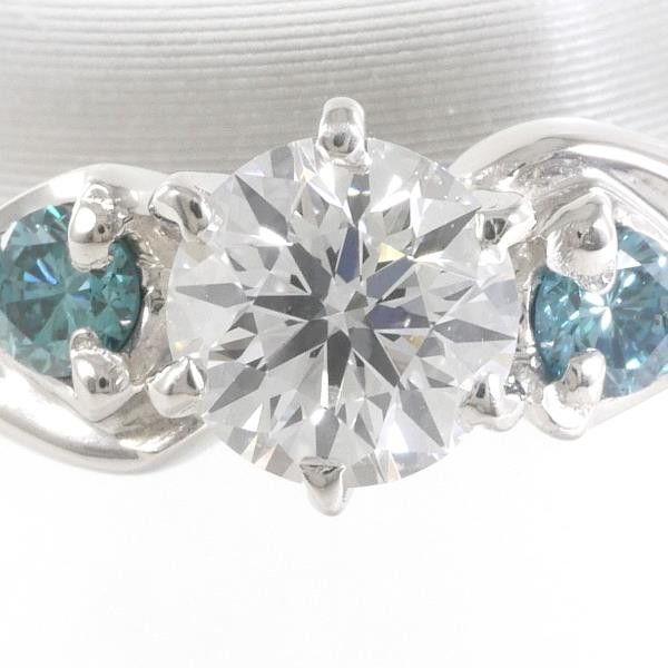 Other Other PT1000 Platinum Diamond Ring Size 7 with Blue Diamond Metal Ring in Great Condition Size ONE SIZE - 2 Thumbnail