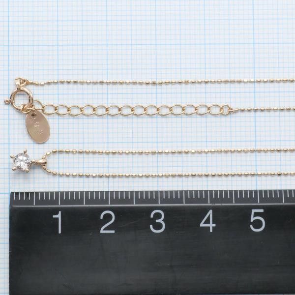 Other Other 4℃ K10 Pink Gold White Topaz Necklace 42cm Metal Necklace in Excellent Condition Size ONE SIZE - 5 Thumbnail