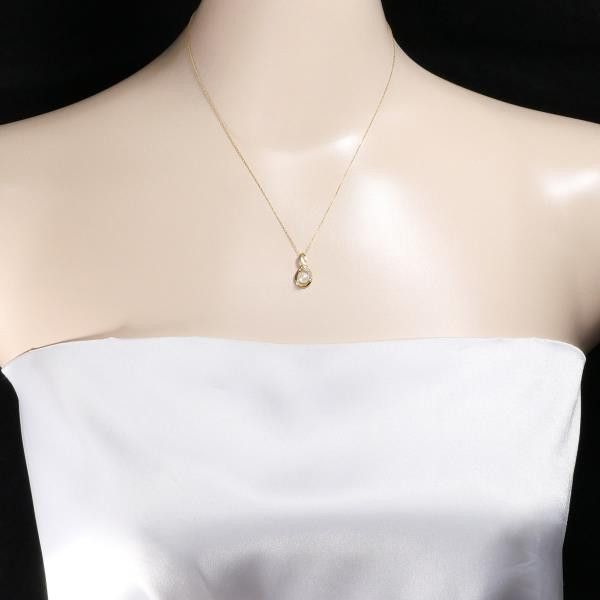 Other Other K18 Yellow Gold Pearl Necklace with White Sapphire, 40cm Metal Necklace in Great Condition Size ONE SIZE - 3 Thumbnail