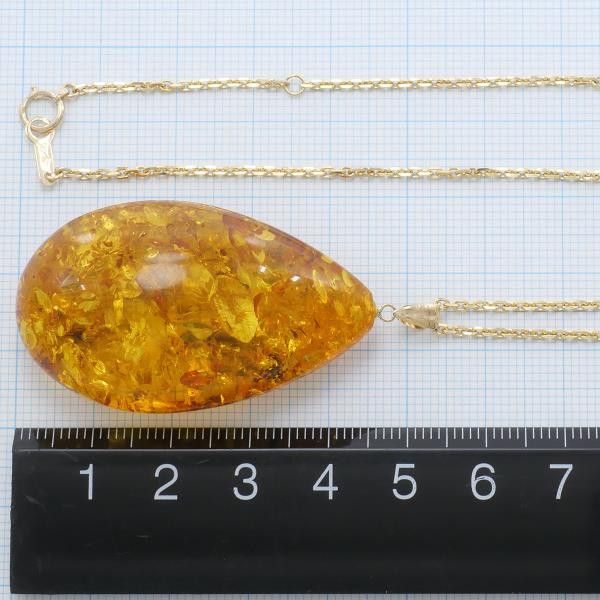 Other Other K18 Yellow Gold Amber Necklace Metal Necklace in Excellent Condition Size ONE SIZE - 5 Thumbnail