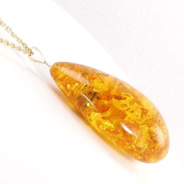 Other Other K18 Yellow Gold Amber Necklace Metal Necklace in Excellent Condition Size ONE SIZE - 2 Thumbnail