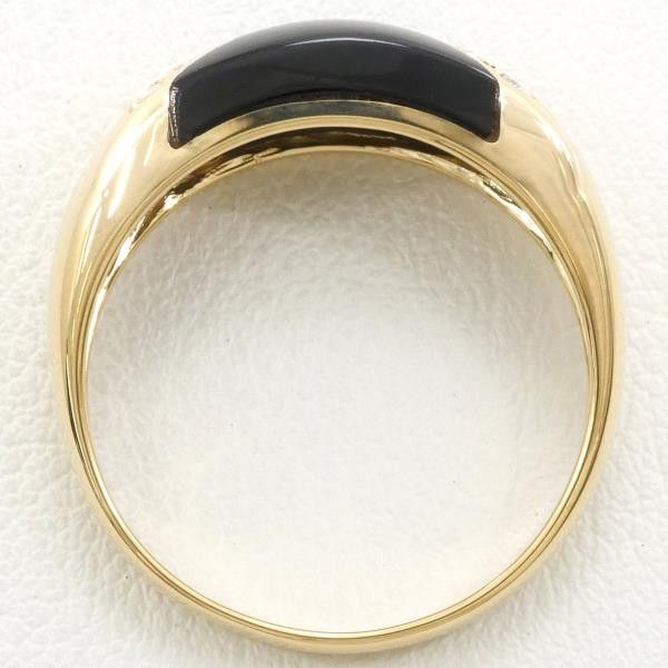Other Other K18 Yellow Gold Onyx Diamond Ring Size 15 Metal Ring in Great Condition Size ONE SIZE - 2 Thumbnail