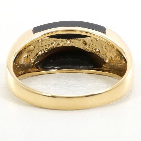 Other Other K18 Yellow Gold Onyx Diamond Ring Size 15 Metal Ring in Great Condition Size ONE SIZE - 4 Thumbnail