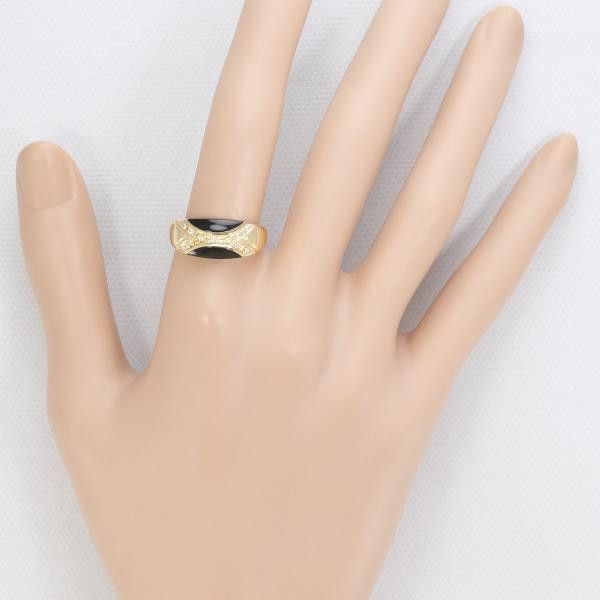 Other Other K18 Yellow Gold Onyx Diamond Ring Size 15 Metal Ring in Great Condition Size ONE SIZE - 3 Thumbnail