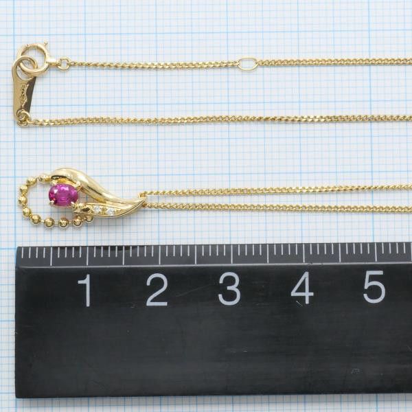 Other Other K18 Yellow Gold Ruby Necklace 42cm Metal Necklace in Great Condition Size ONE SIZE - 5 Thumbnail
