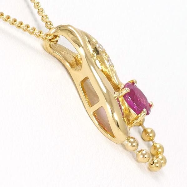 Other Other K18 Yellow Gold Ruby Necklace 42cm Metal Necklace in Great Condition Size ONE SIZE - 2 Thumbnail