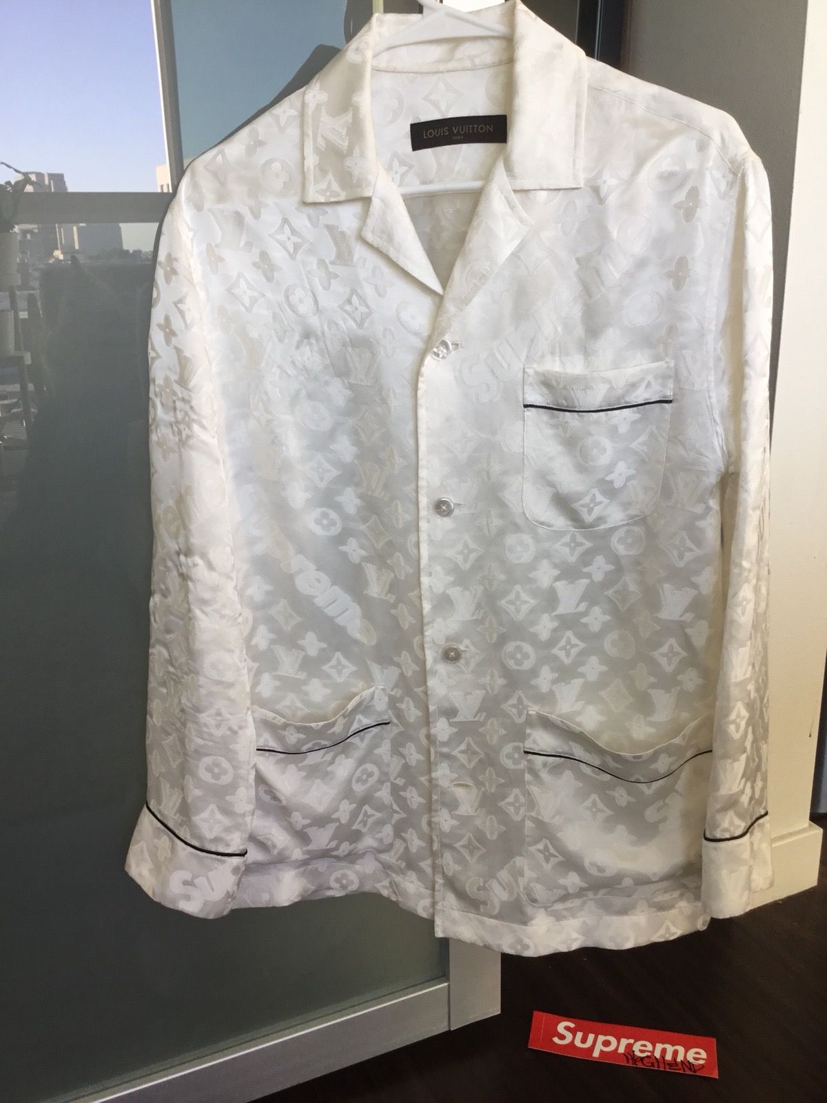 Louis Vuitton x Supreme Jacquard Silk Pajama Shirt | Size L, Apparel