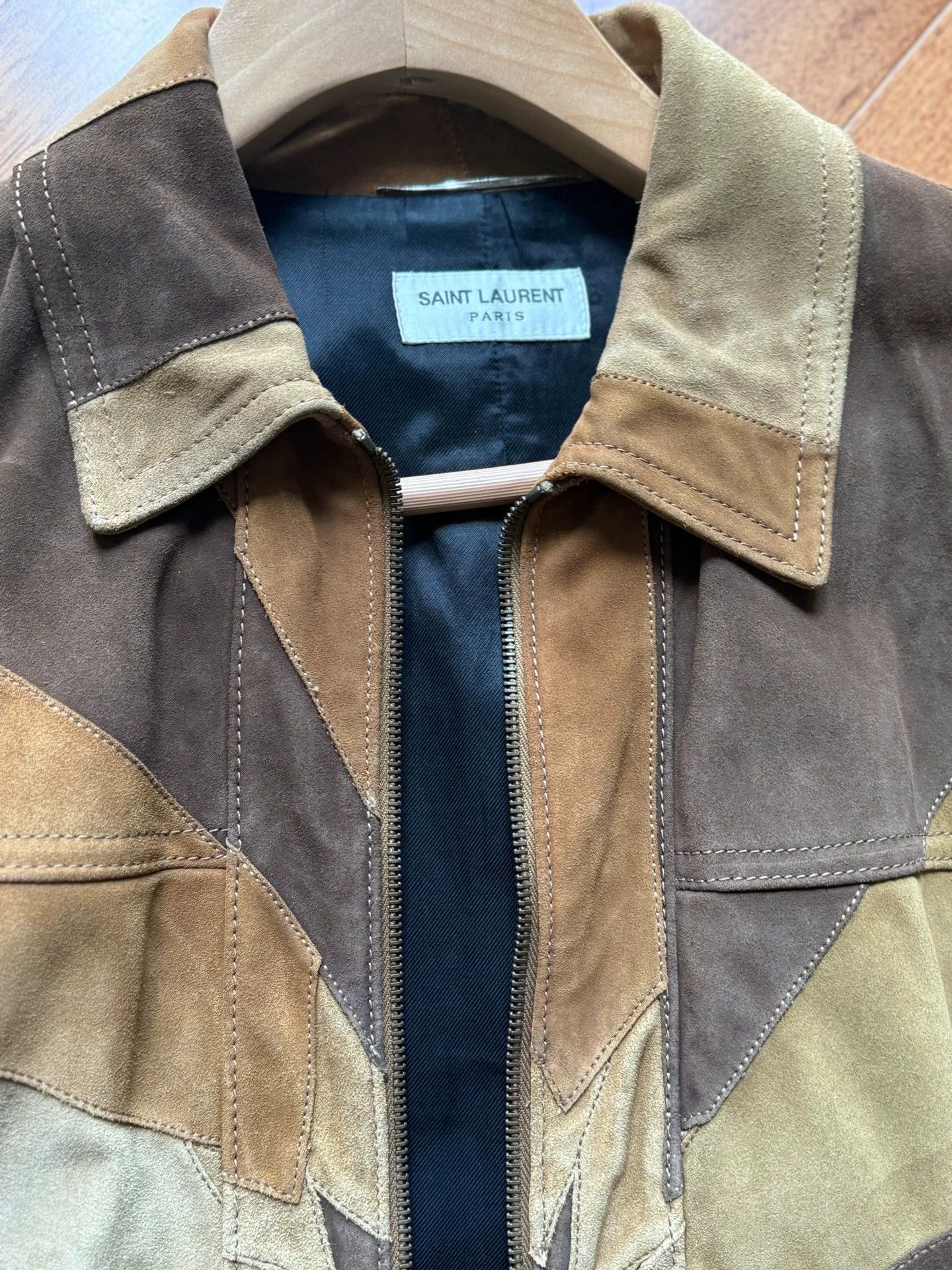 Saint Laurent Paris Suede patchwork jacket