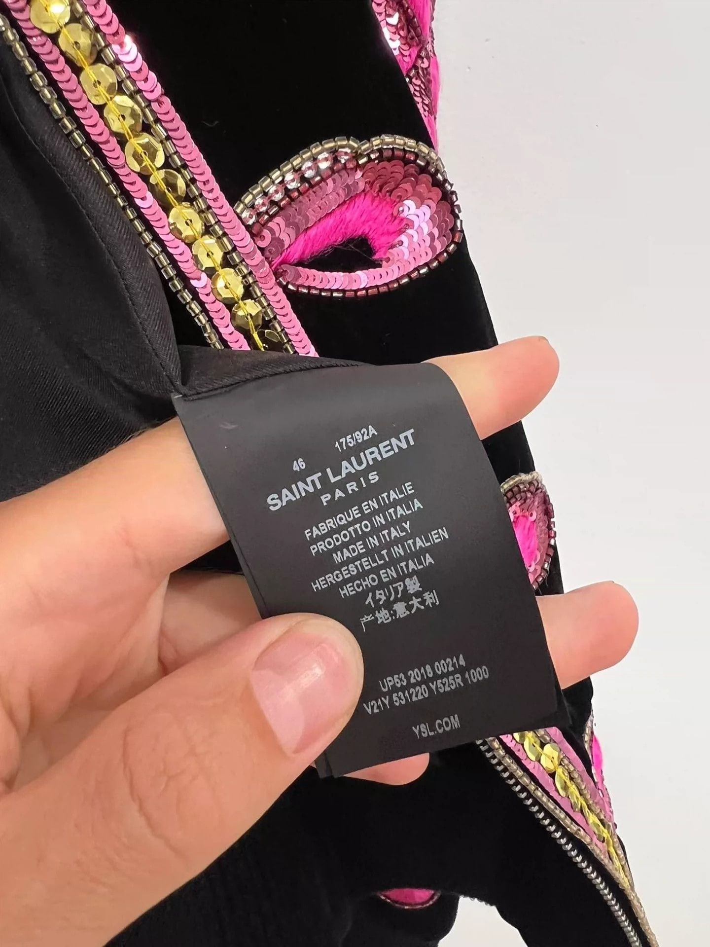 Saint Laurent Paris Saint Laurent Paris 18fw poster style black pink cherry blossom jacket Size US M / EU 48-50 / 2 - 7 Thumbnail