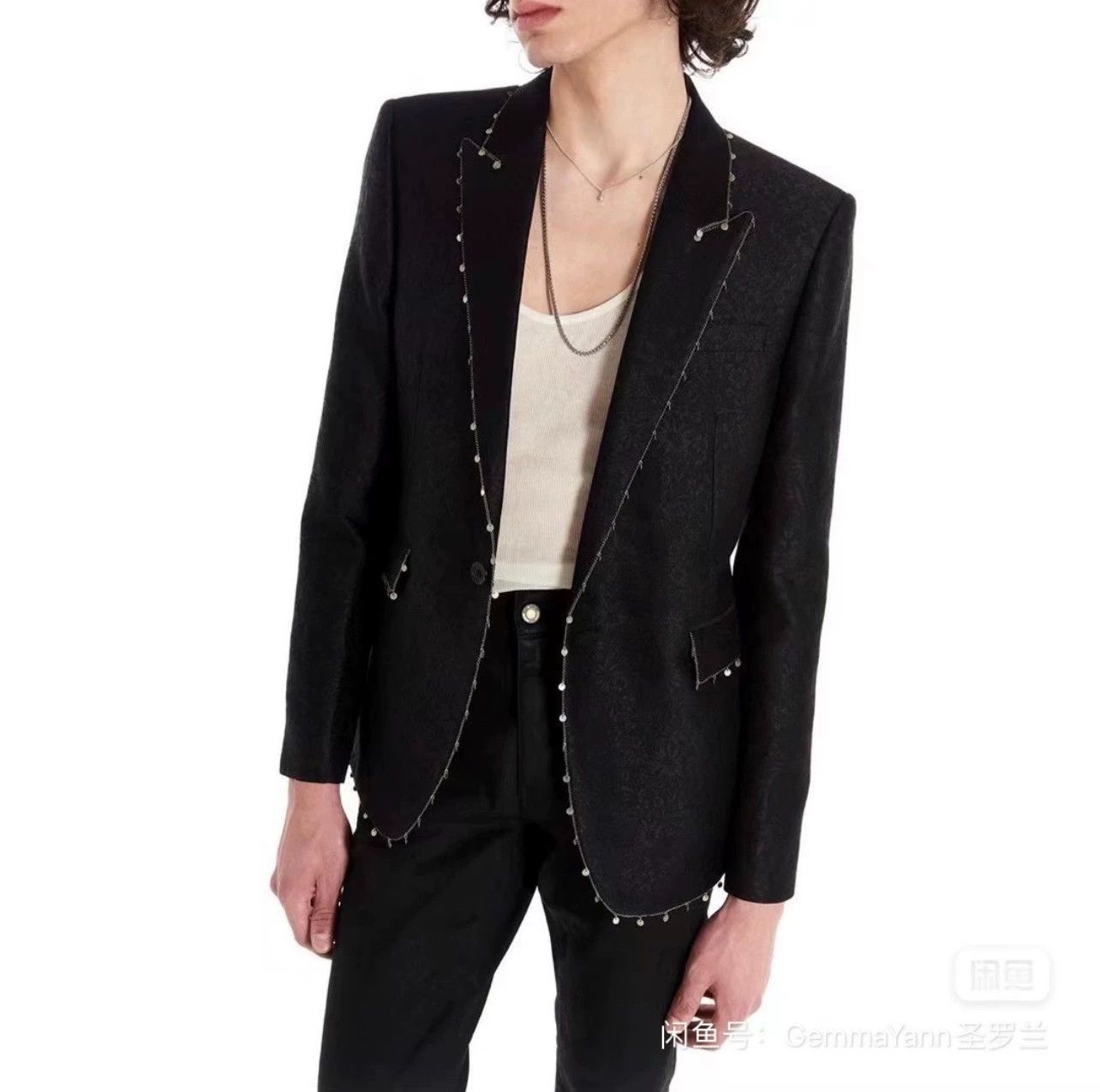 Saint Laurent Paris Saint Laurent Paris Dark patterned suit jacket Size US M / EU 48-50 / 2 - 2 Thumbnail