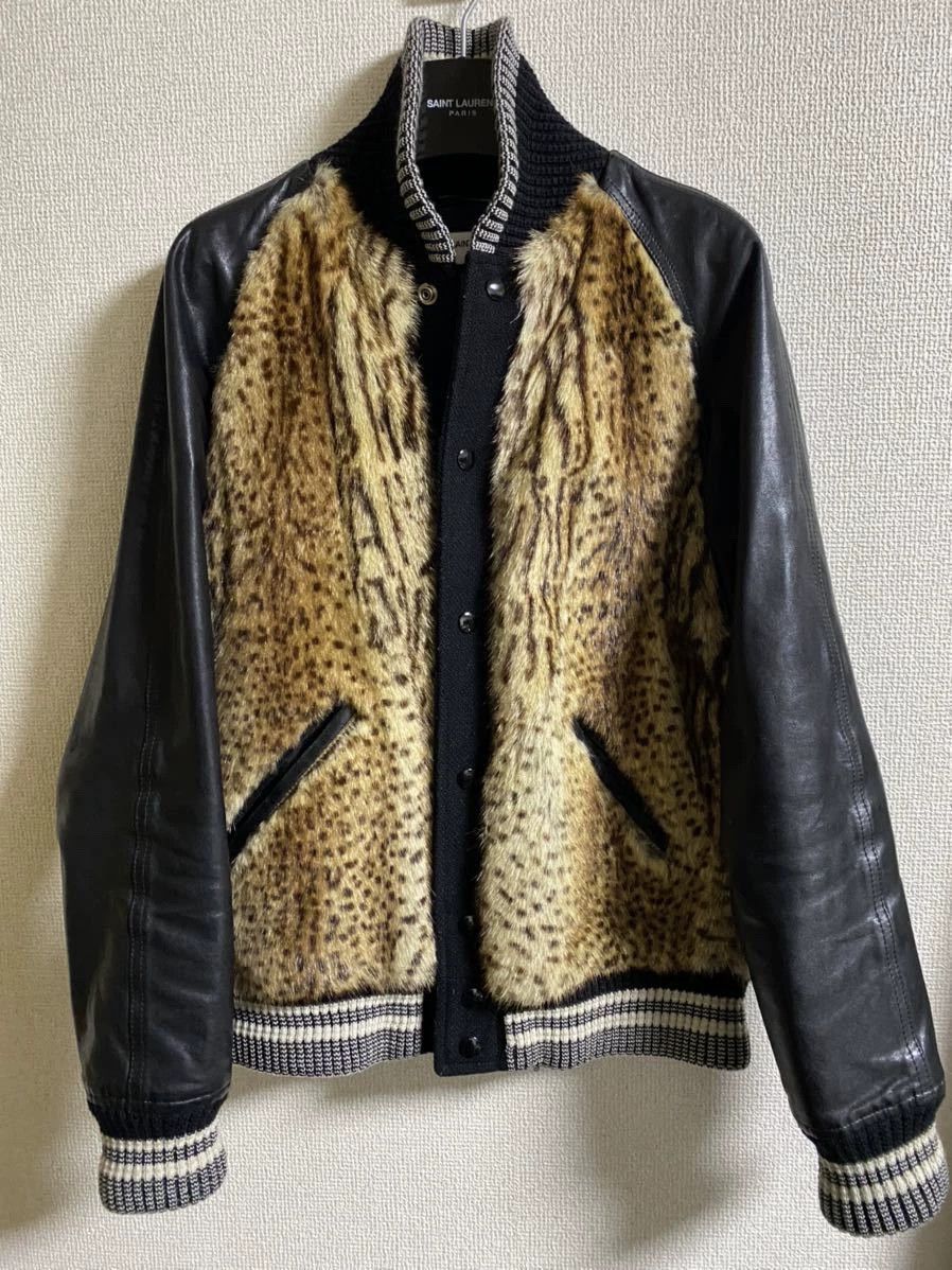Saint Laurent Paris Saint Laurent Paris Cowhide and wool baseball jacket Size US S / EU 44-46 / 1 - 2 Thumbnail