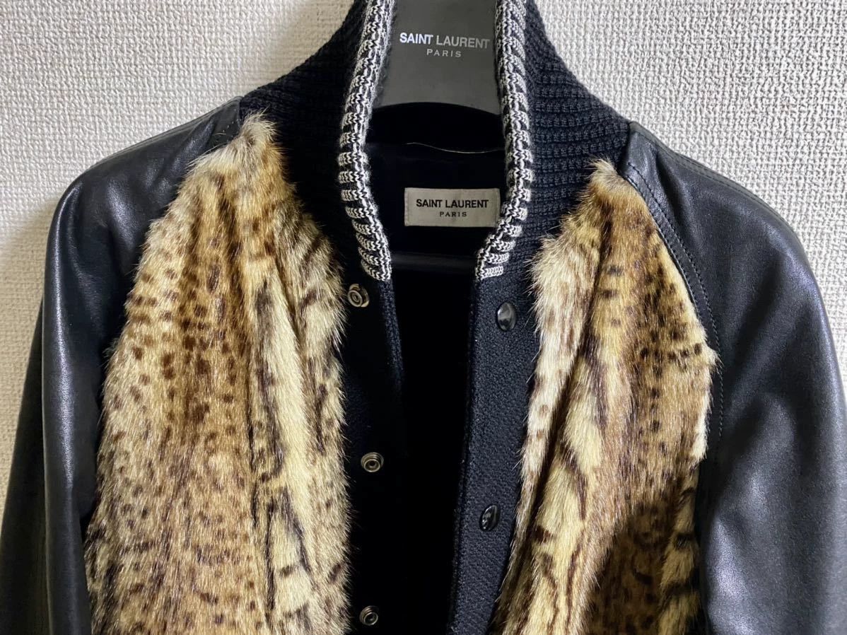 Saint Laurent Paris Saint Laurent Paris Cowhide and wool baseball jacket Size US S / EU 44-46 / 1 - 3 Thumbnail