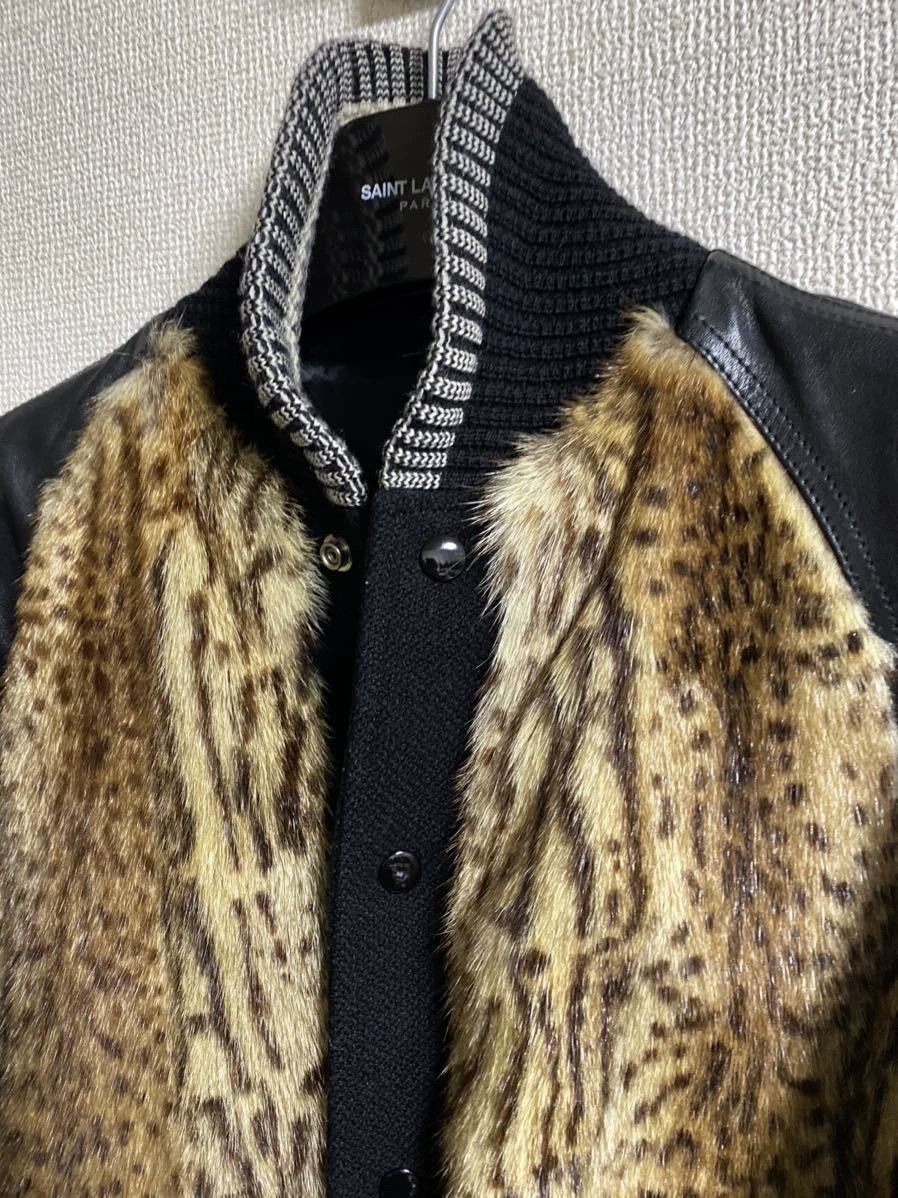 Saint Laurent Paris Saint Laurent Paris Cowhide and wool baseball jacket Size US S / EU 44-46 / 1 - 8 Thumbnail